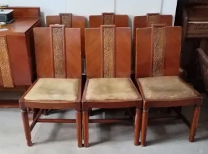 6.  Vintage Art Deco wooden dining chairs